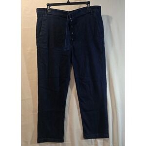 3x1 NYC Dark Wash Denim Belted Button Fly Cropped Pants Size 32 US 12